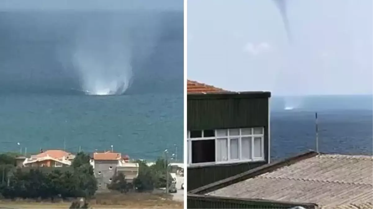 İstanbul Arnavutköy\'de denizde oluşan hortum cep telefonu kamerasında