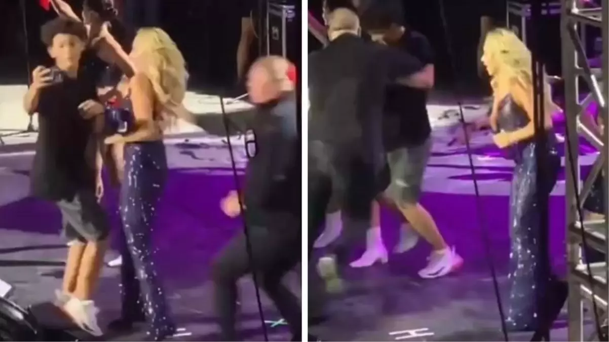 Konserde panik! Hadise ile fotoğraf çektirmek isteyen hayranı sahneye koştu