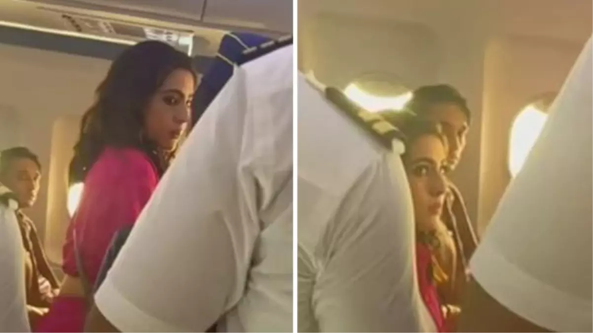 Bollywood\'un en ünlü oyuncusu Sara Ali Khan, uçakta üzerine meyve suyu döken hostesi itekledi