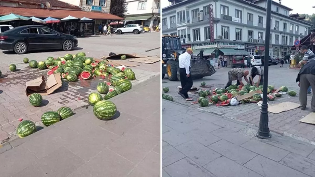 İşte sıra dışı eylemin gerekçesi! Esnaf, tüm karpuzlarını kaymakamlığın önüne döküp gitti