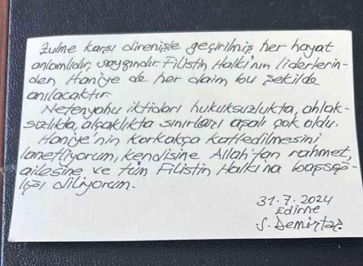 Haniye ile birlikte çekildiği fotoğrafı paylaşan Demirtaş: Korkakça katledilmesini lanetliyorum