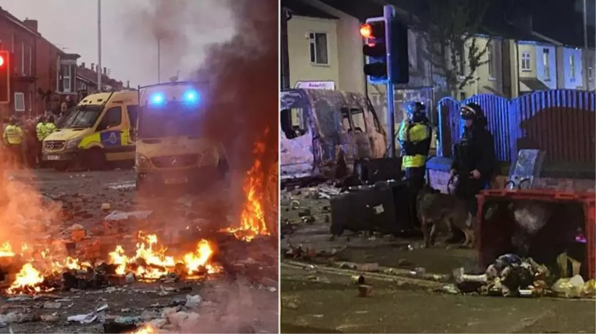 İngiltere\'de üç çocuğun öldürülmesinden sonra başlayan olaylar büyüyor: Polis araçları ateşe verildi, 100 kişi gözaltına alındı