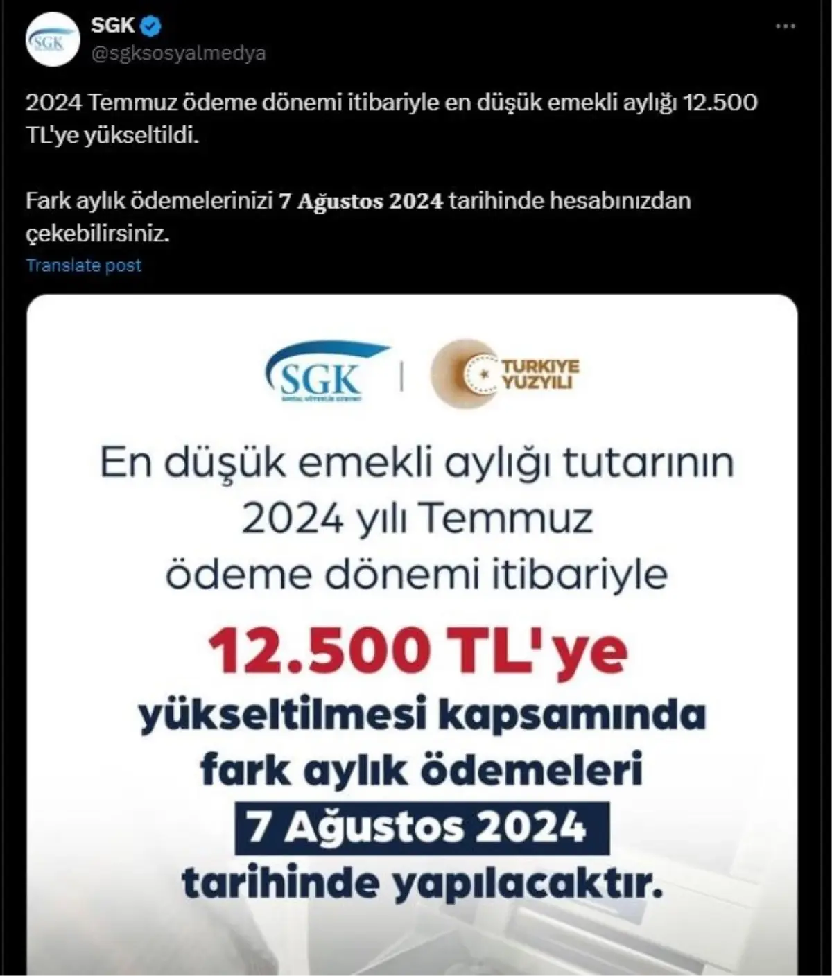 En düşük emekli aylığı 12 bin 500 liraya yükseltildi