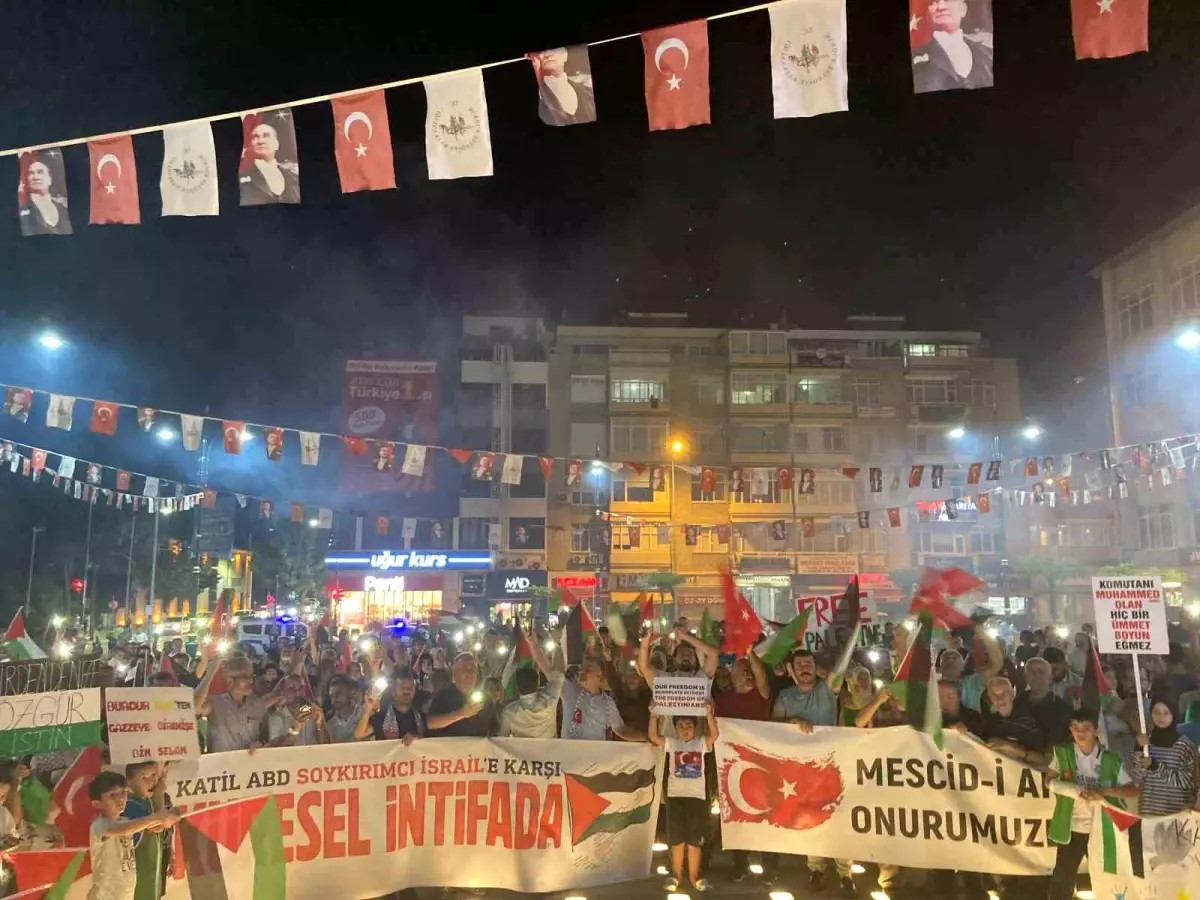 Burdur\'da Hamas lideri İsmail Heniyye ve Gazze\'deki zulmü protesto yürüyüşü düzenlendi