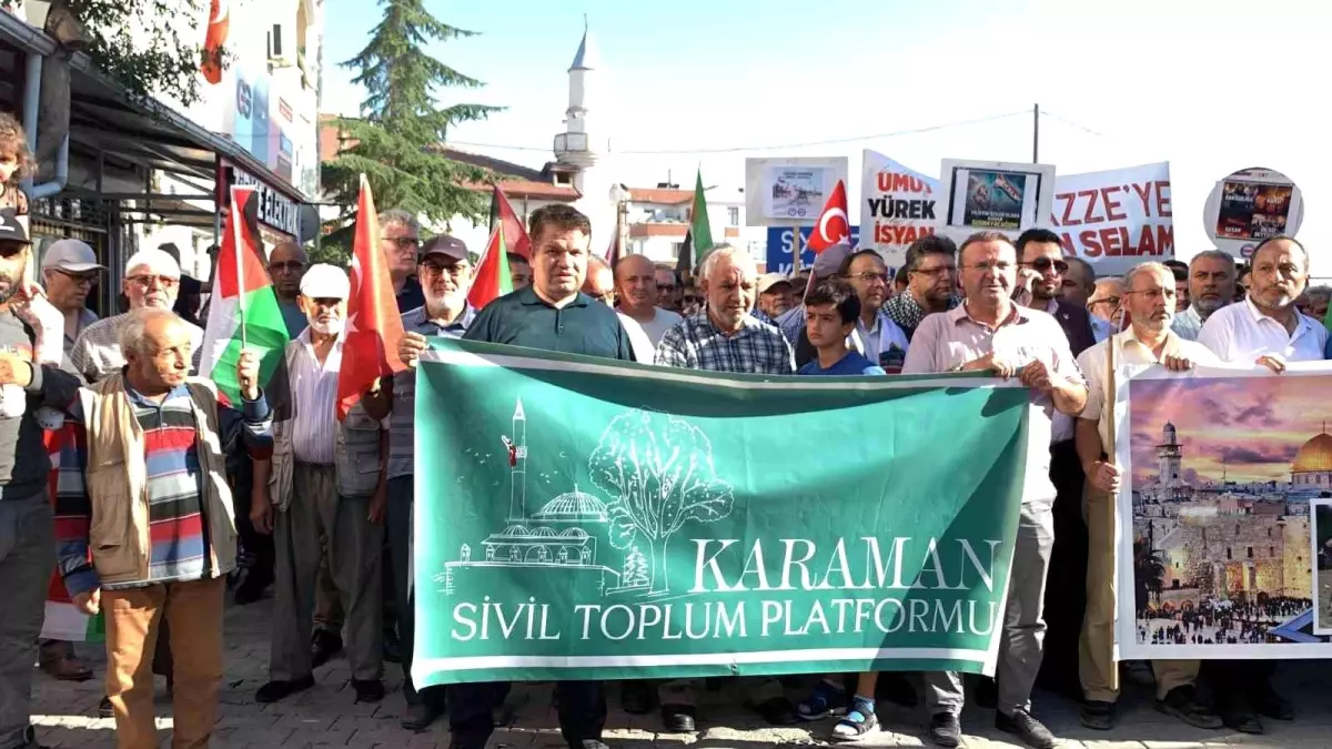 Karaman\'da İsrail\'in Gazze\'ye yönelik saldırılarını protesto etmek amacıyla yürüyüş düzenlendi