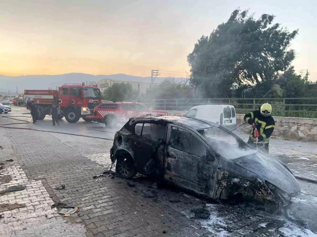 Hatay\'da çöpte çıkan yangın park halindeki otomobilde hasara neden oldu