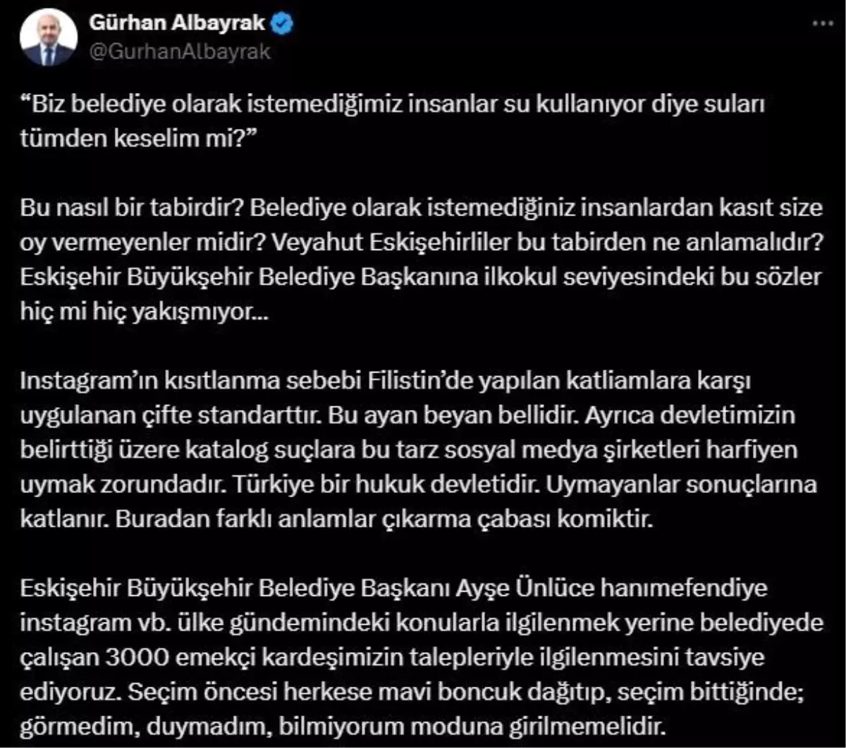 Eskişehir Büyükşehir Belediye Başkanı Instagram\'ın Kısıtlanmasıyla İlgili Tepki Aldı