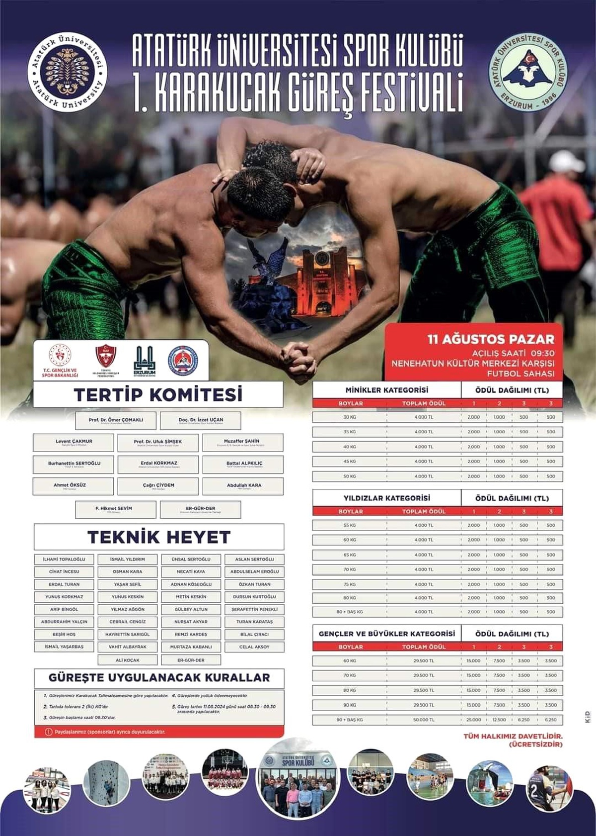 Atatürk Üniversitesi Spor Kulübü 1. Karakucak Güreş Festivali Düzenliyor