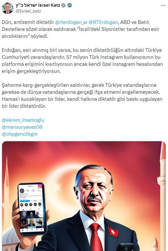 İsrail Dışişleri Bakanı Katz'dan bir küstah paylaşım daha! Bu kez İmamoğlu ile birlikte etiketlediği bir isim daha var