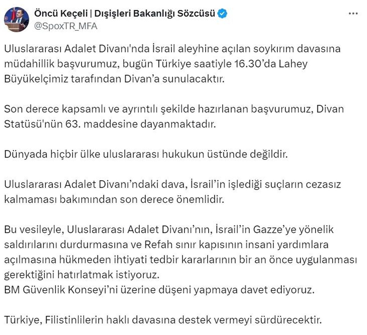 Türkiye, İsrail aleyhine soykırım davasına müdahil olacak