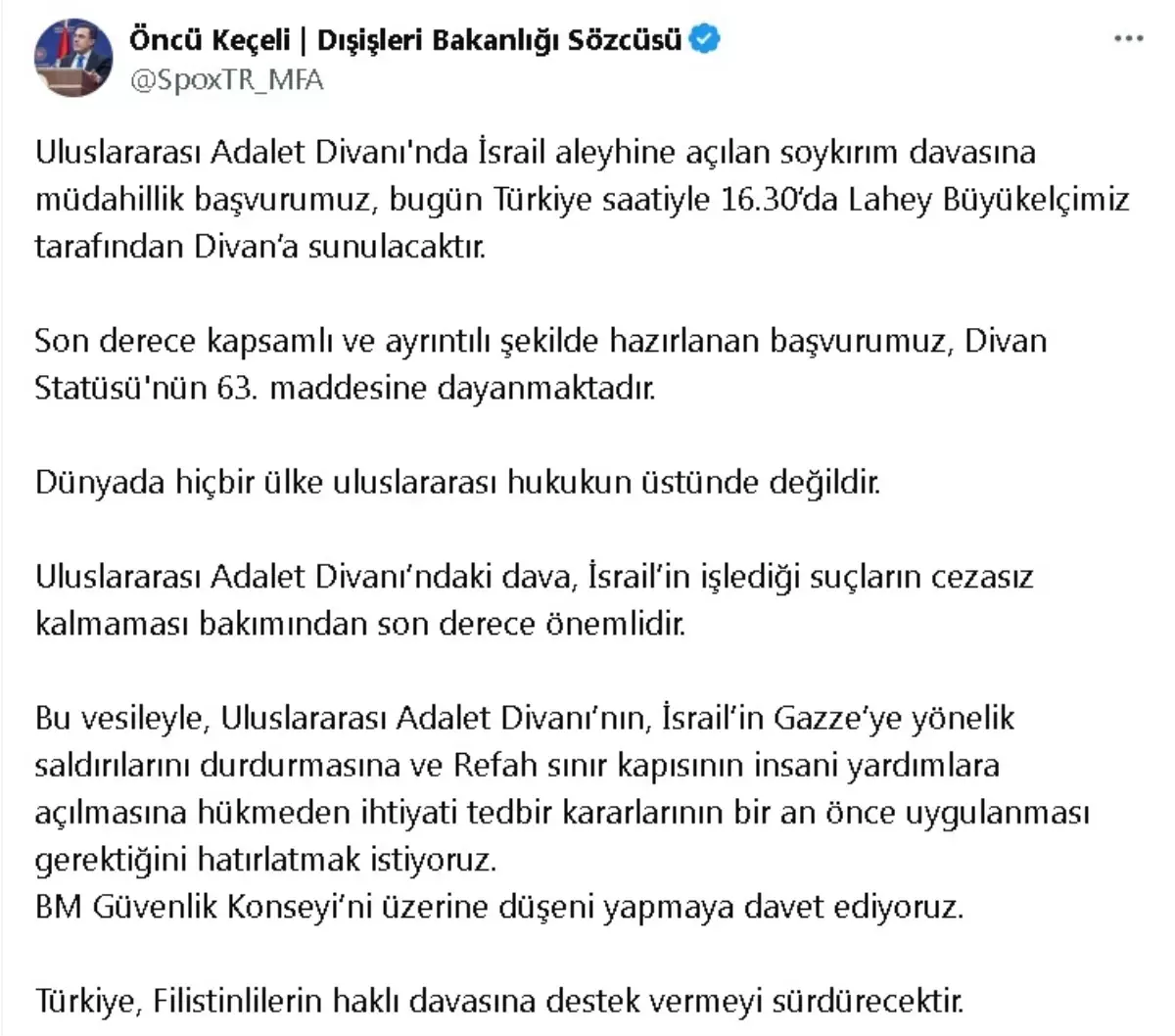 Türkiye, İsrail aleyhine soykırım davasına müdahil oluyor