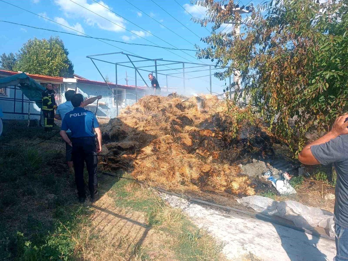 Tavşanlı\'da Samanlıkta Çıkan Yangın Paniğe Neden Oldu