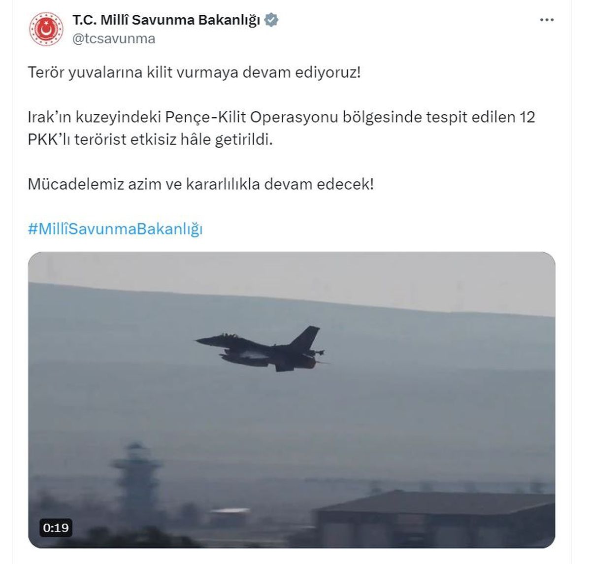 Pençe-Kilit Operasyonu\'nda 12 PKK\'lı terörist etkisiz hale getirildi