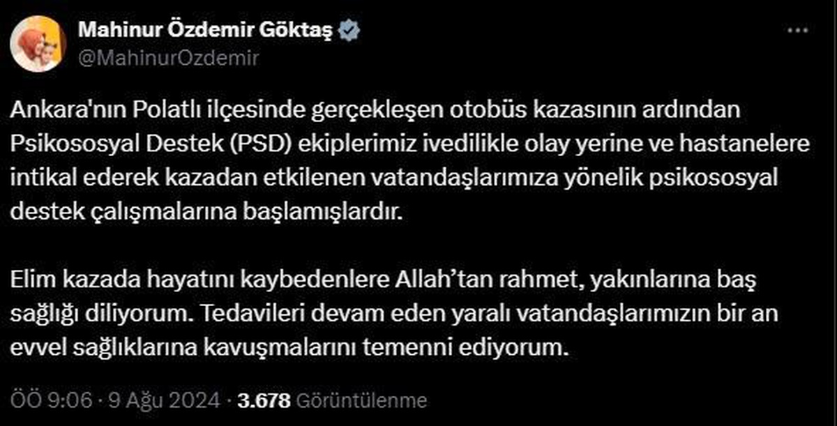 Polatlı\'daki Otobüs Kazası Sonrası Psikososyal Destek Çalışmaları Başladı