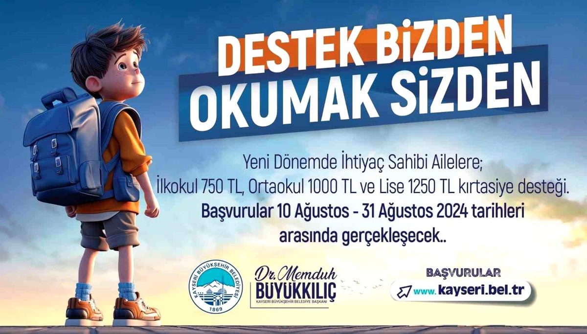 Kayseri Büyükşehir Belediyesi Öğrencilere Kırtasiye Yardımı Başlattı