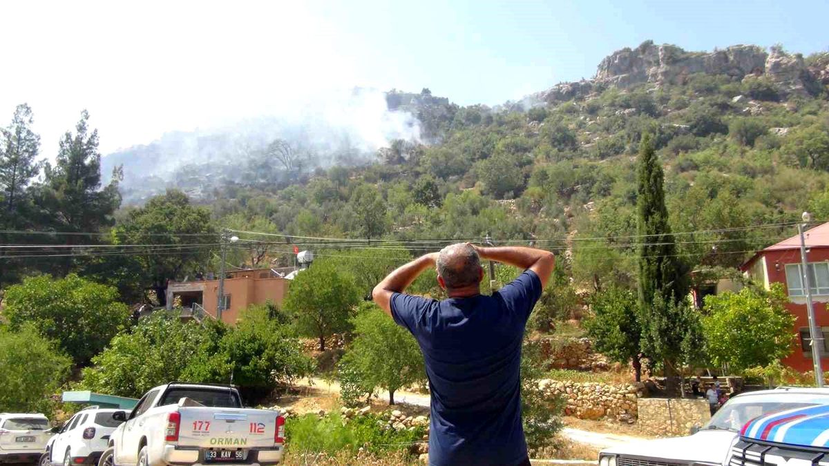 Silifke\'de çıkan orman yangınında evler son anda kurtuldu