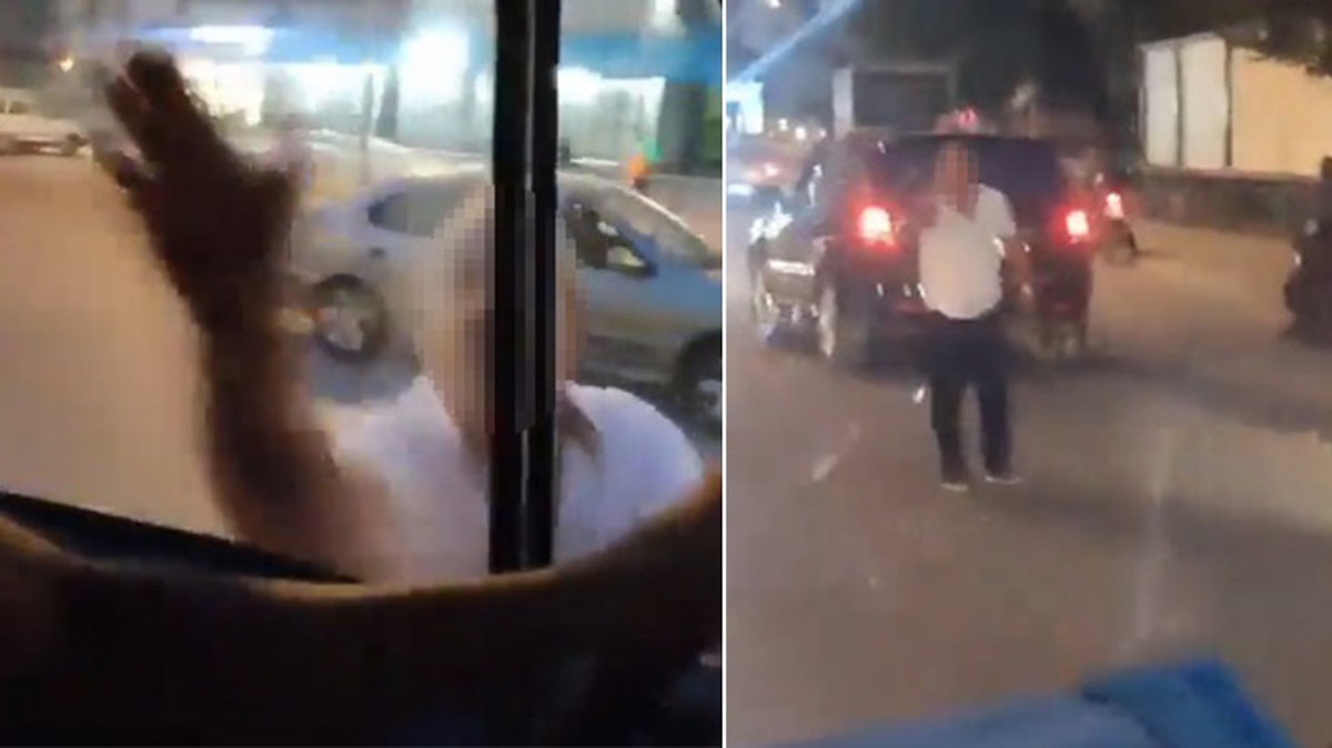 Sağlık çalışanlarının korku dolu anları! Önünü kestiği ambulansı yumrukladı