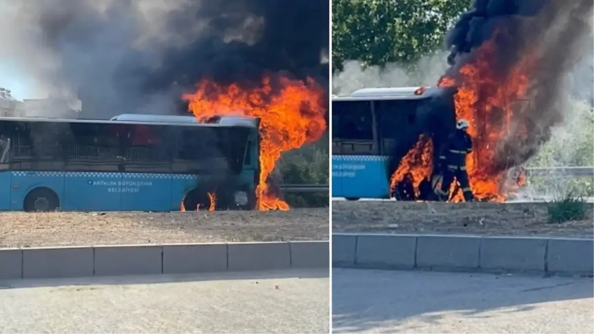 Yolcu dolu otobüste büyük panik! Saniyeler içerisinde alevlere teslim oldu