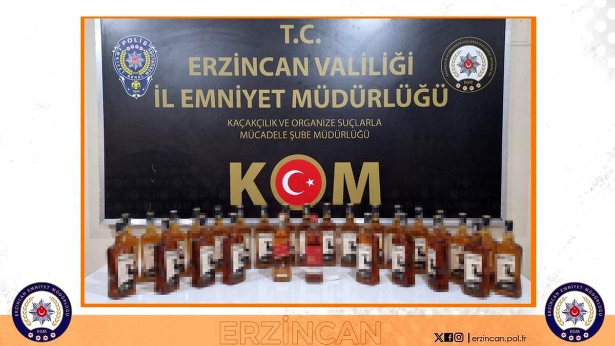 Erzincan\'da Kaçak İçki Operasyonu: 28 Şişe Ele Geçirildi