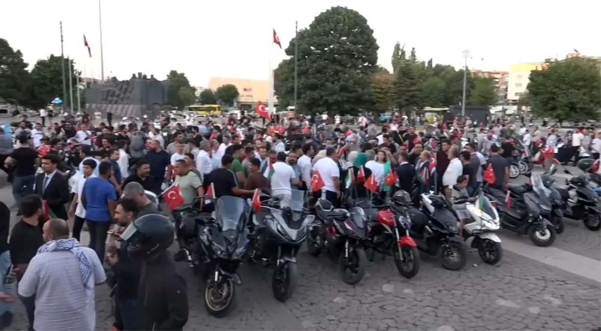 Gaziantep\'te İsrail\'e Karşı Motosikletli Protesto Konvoyu Düzenlendi