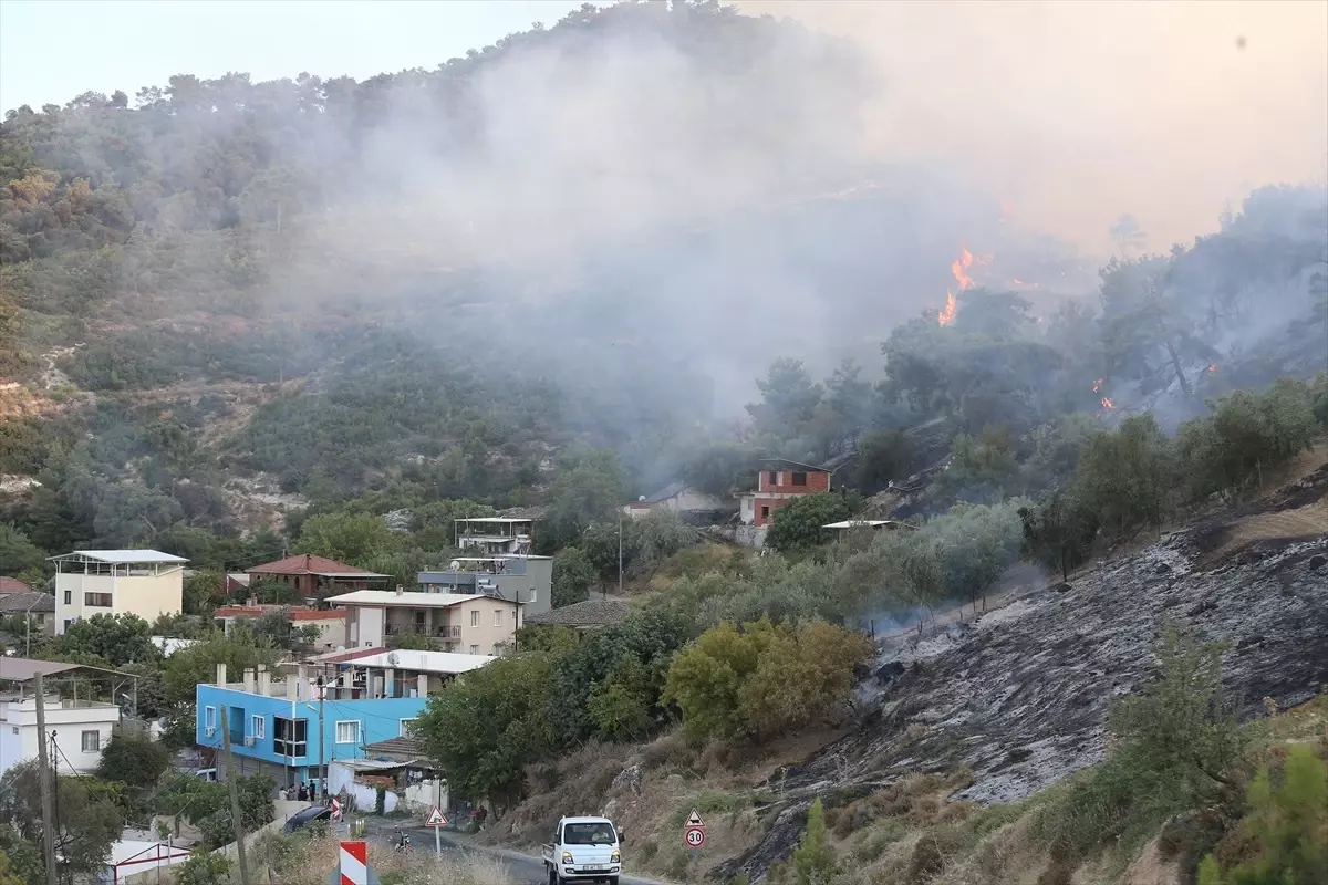 Manisa\'da Ormanlık Alanda Çıkan Yangına Havadan ve Karadan Müdahale Ediliyor