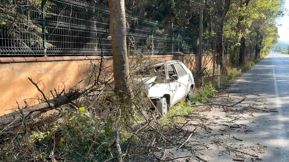 Bolu\'da Kontrolden Çıkan Otomobilde Yangın Çıktı, Sürücü Yaralandı