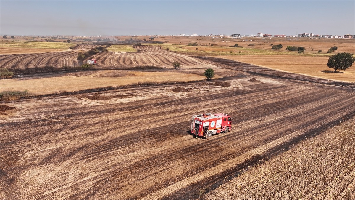 Tekirdağ\'ın Kapaklı ilçesinde anız yangını söndürüldü