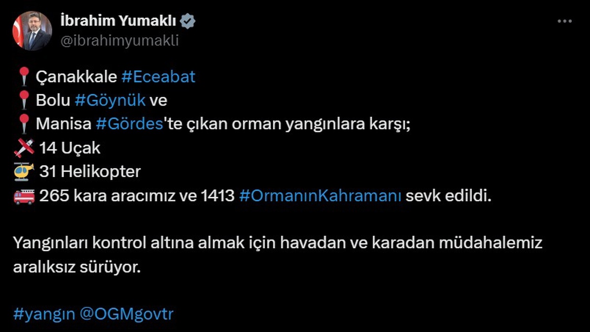 Orman yangınlarına karşı mücadele devam ediyor