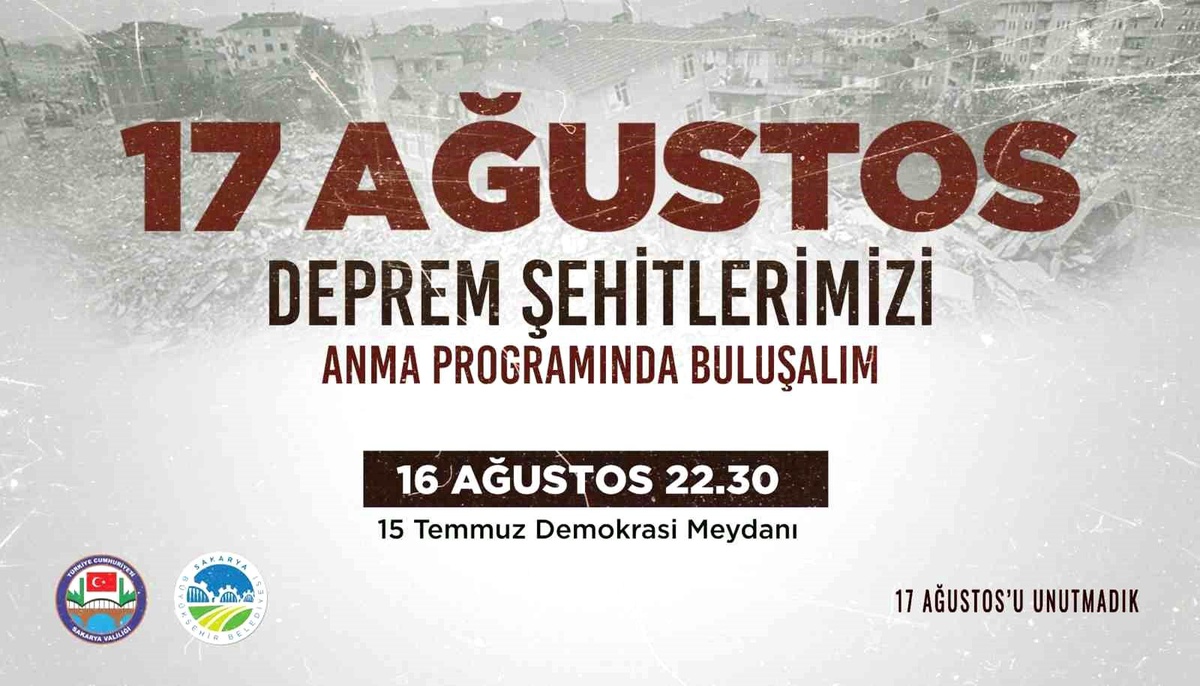 Sakarya Büyükşehir Belediyesi, 17 Ağustos Depremi\'nin 25. Yılını Anacak