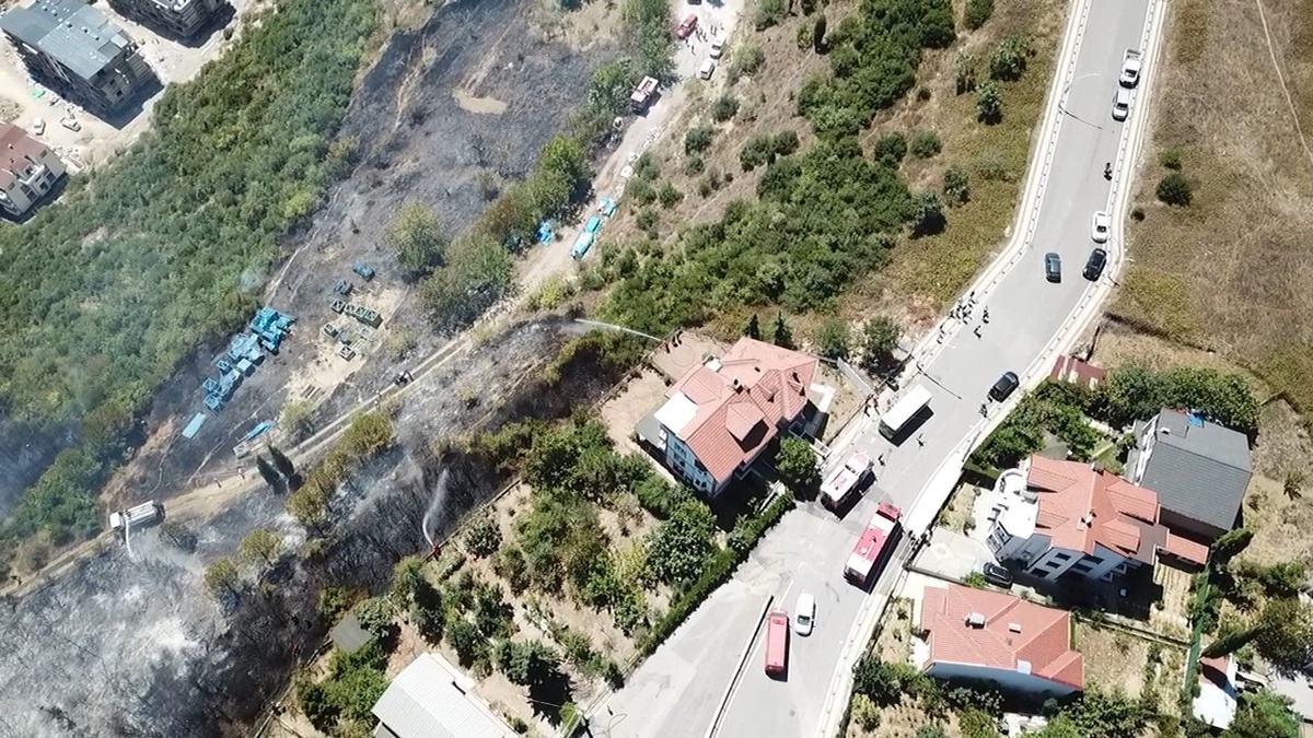 İzmit\'te Evlere Yakın Noktada Yangın: 60 Dönüm Alan Zarar Gördü