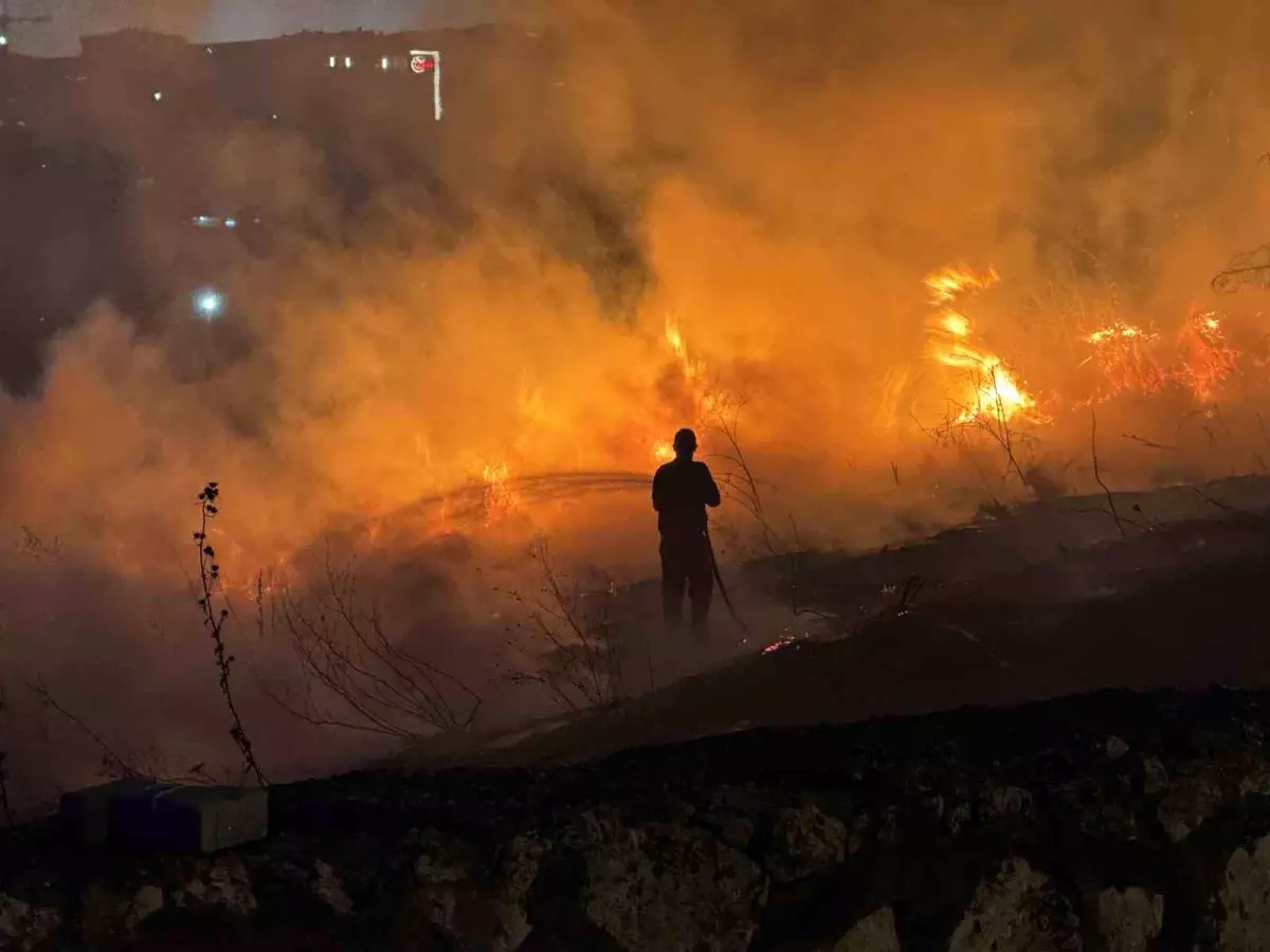 Beylikdüzü\'nde İbrahim Cevahir Camii\'nin Yanındaki Otluk Alanda Yangın Çıktı