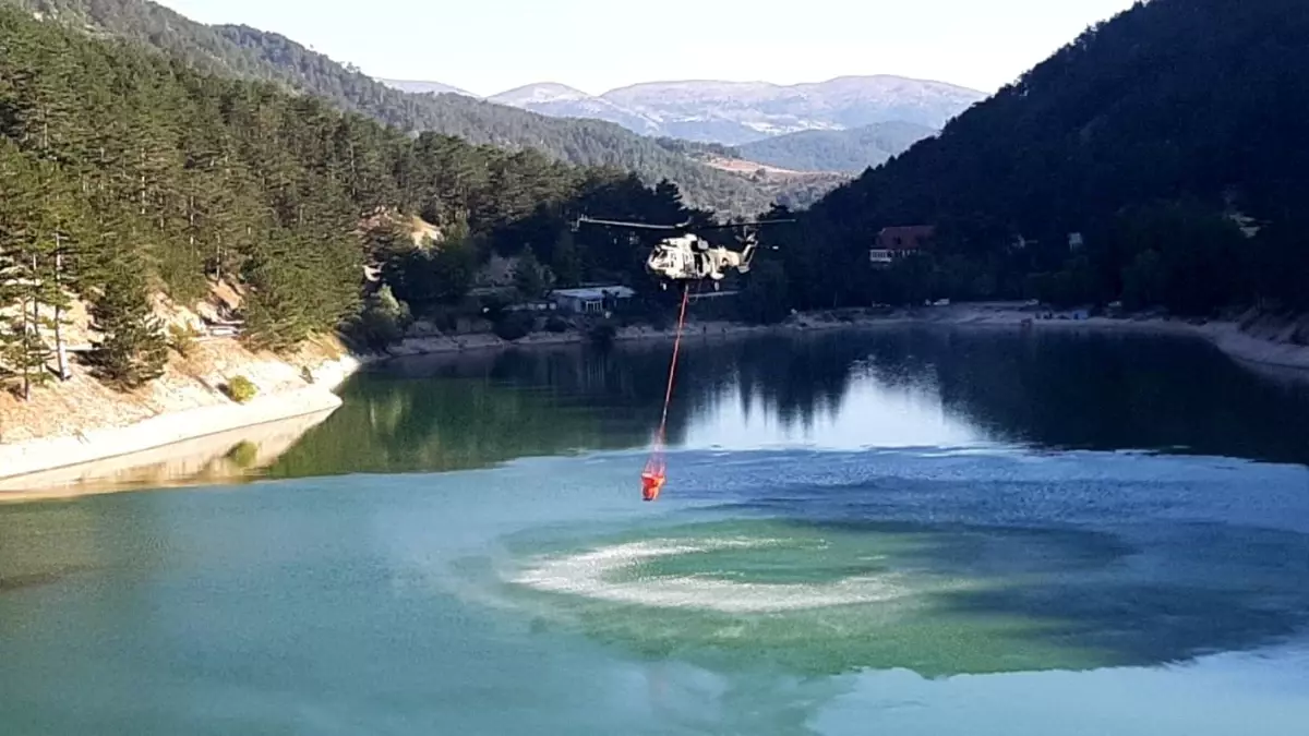 Bolu\'daki orman yangınına havadan müdahale yeniden başladı