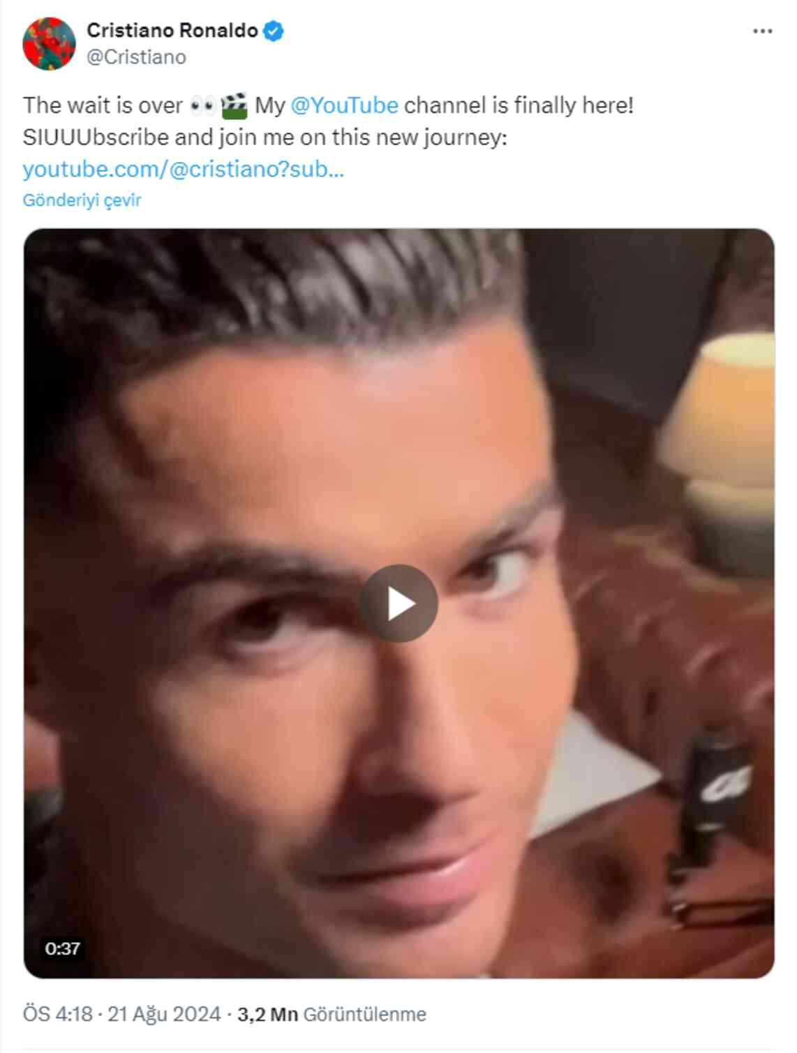 Her geçen saniye abone yağıyor! Cristiano Ronaldo, kendi YouTube kanalını açtı