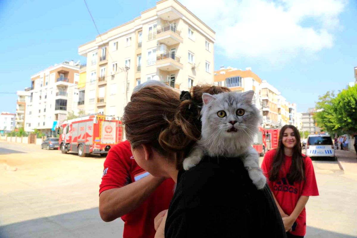 Antalya\'da bir apartmanda çıkan yangında ev sahibi hızlı refleks göstererek binayı boşalttı