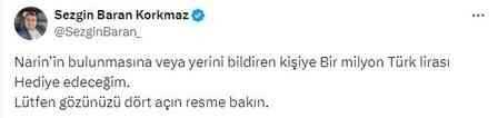 Sezgin Baran Korkmaz'ın kendini şirin gösterme çabası! Narin için 1 milyon lira vadetti