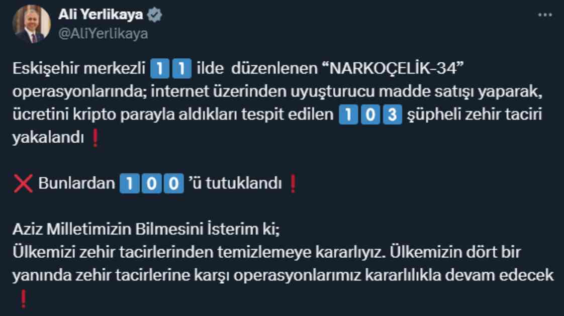 74 adreste 100 kişi tutuklandı! İnternet üzerinden sattıkları zehrin ödemesini böyle alıyorlarmış 74 adreste 100 kişi tutuklandı! İnternet üzerinden sattıkları zehrin ödemesini böyle alıyorlarmış
