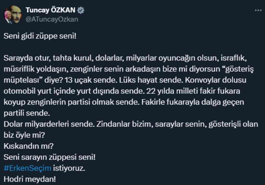 CHP'li Tuncay Özkan Erdoğan'ı hedef aldı, başsavcılık soruşturma başlattı