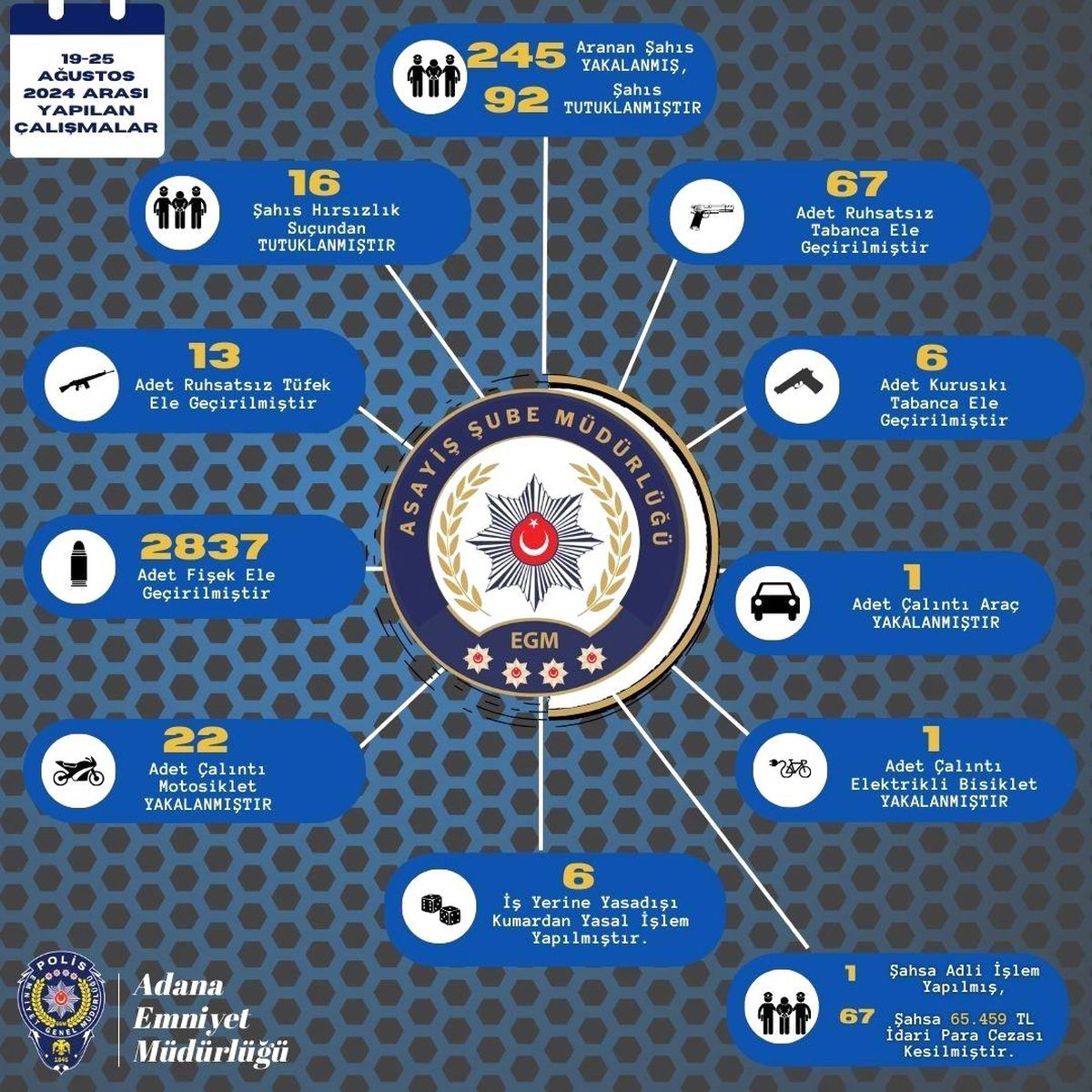 Adana\'da Polis Ekipleri 245 Kişiyi Yakaladı