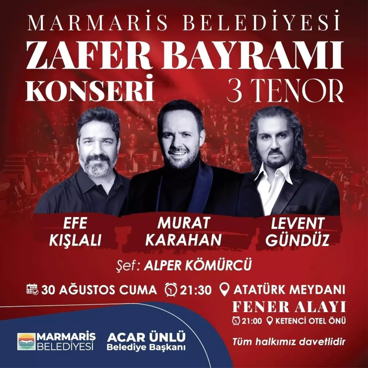 Marmaris 30 Ağustos Zafer Bayramı\'nı 3 Tenor Konseri ile kutlayacak