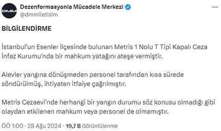 İtfaiye araçları peş peşe geldi! Metris Cezaevi'nde yangın