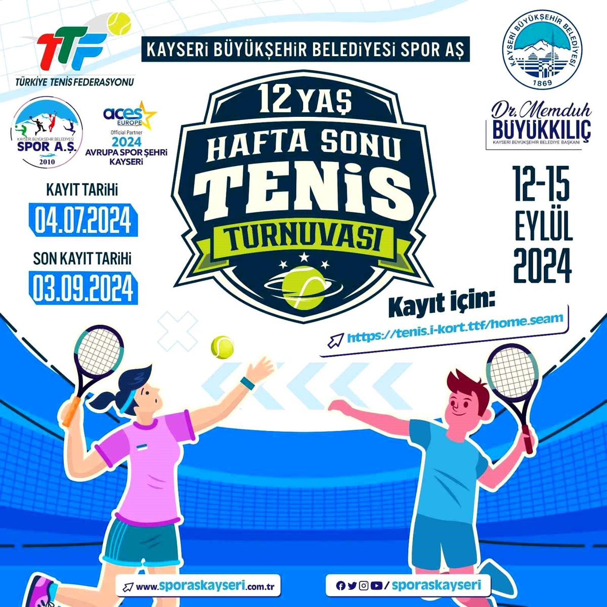 Kayseri Büyükşehir Belediyesi, Ulusal 12 Yaş Hafta Sonu Tenis Turnuvası\'na Ev Sahipliği Yapacak