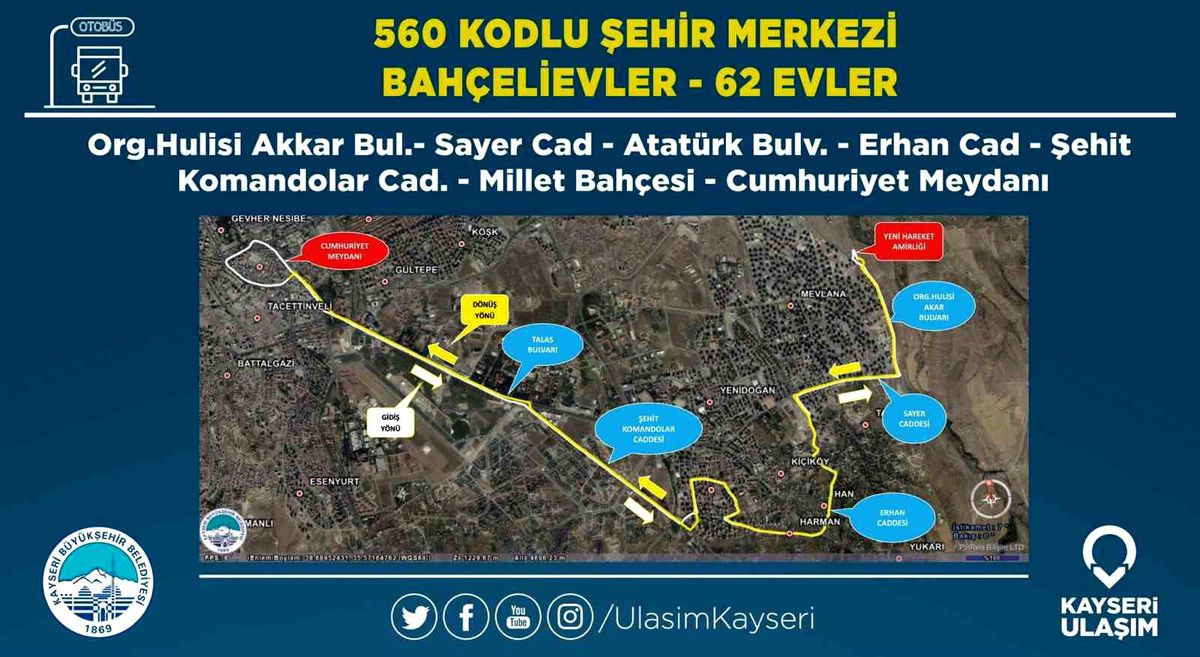 Kayseri Ulaşım A.Ş., Mevlana ve Yenidoğan mahallelerinde yeni hatlarla hizmet verecek