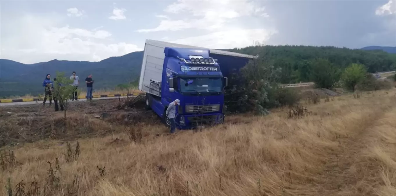 Kastamonu\'nun Hanönü ilçesinde tır şarampole devrildi