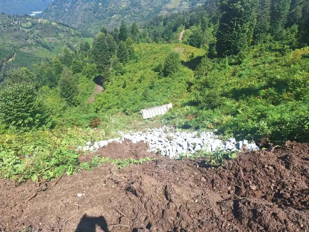 Tokat\'ın Erbaa ilçesinde kamyon uçuruma yuvarlandı, sürücü yaralandı