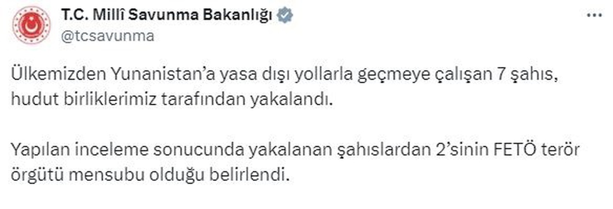Türkiye\'den Yunanistan\'a geçmeye çalışan 2\'si FETÖ mensubu 7 kişi yakalandı
