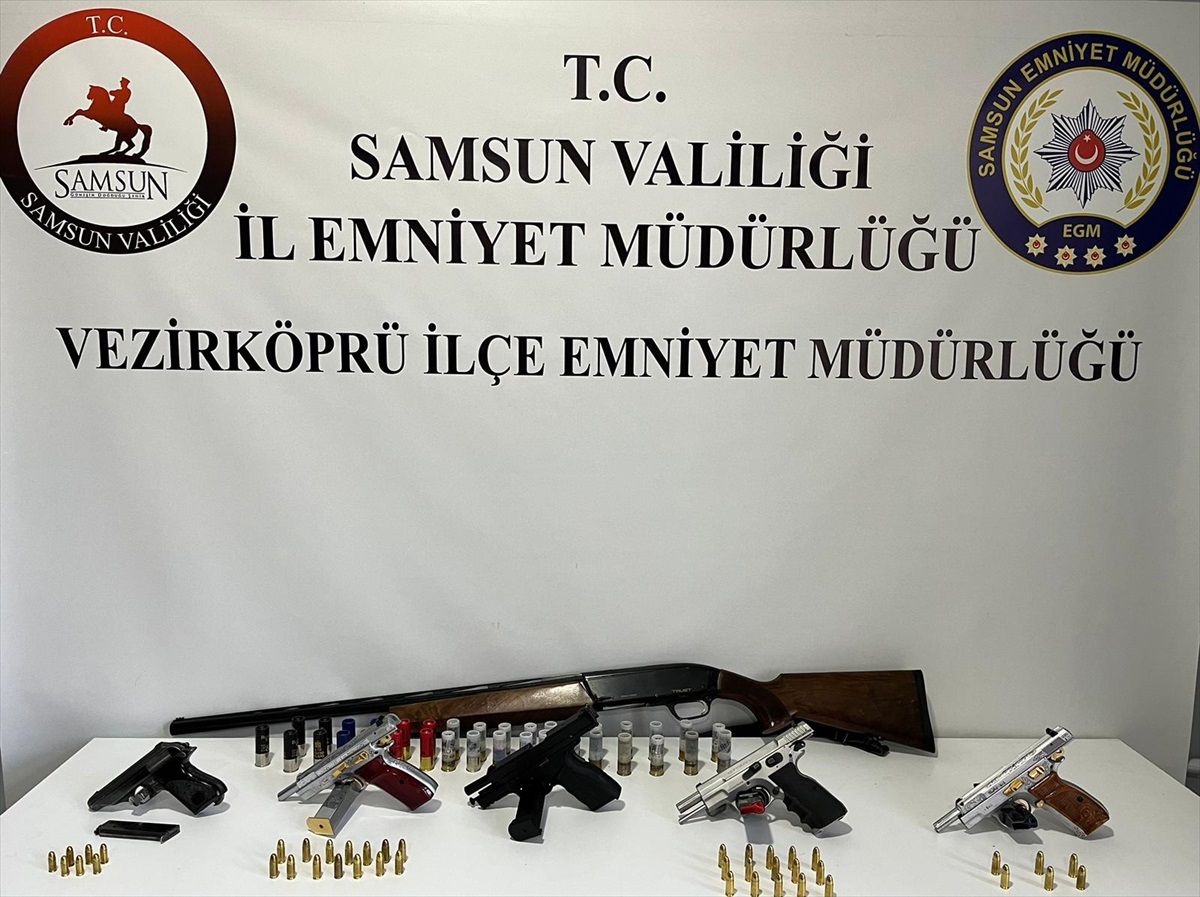 Samsun\'un Vezirköprü ilçesinde 6 ruhsatsız silah ele geçirildi