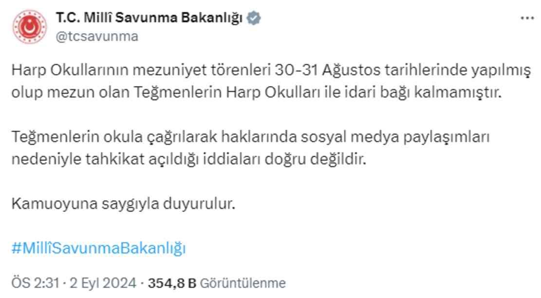 Mezuniyet töreninde slogan atan teğmenlere soruşturma mı açıldı? MSB'den açıklama var