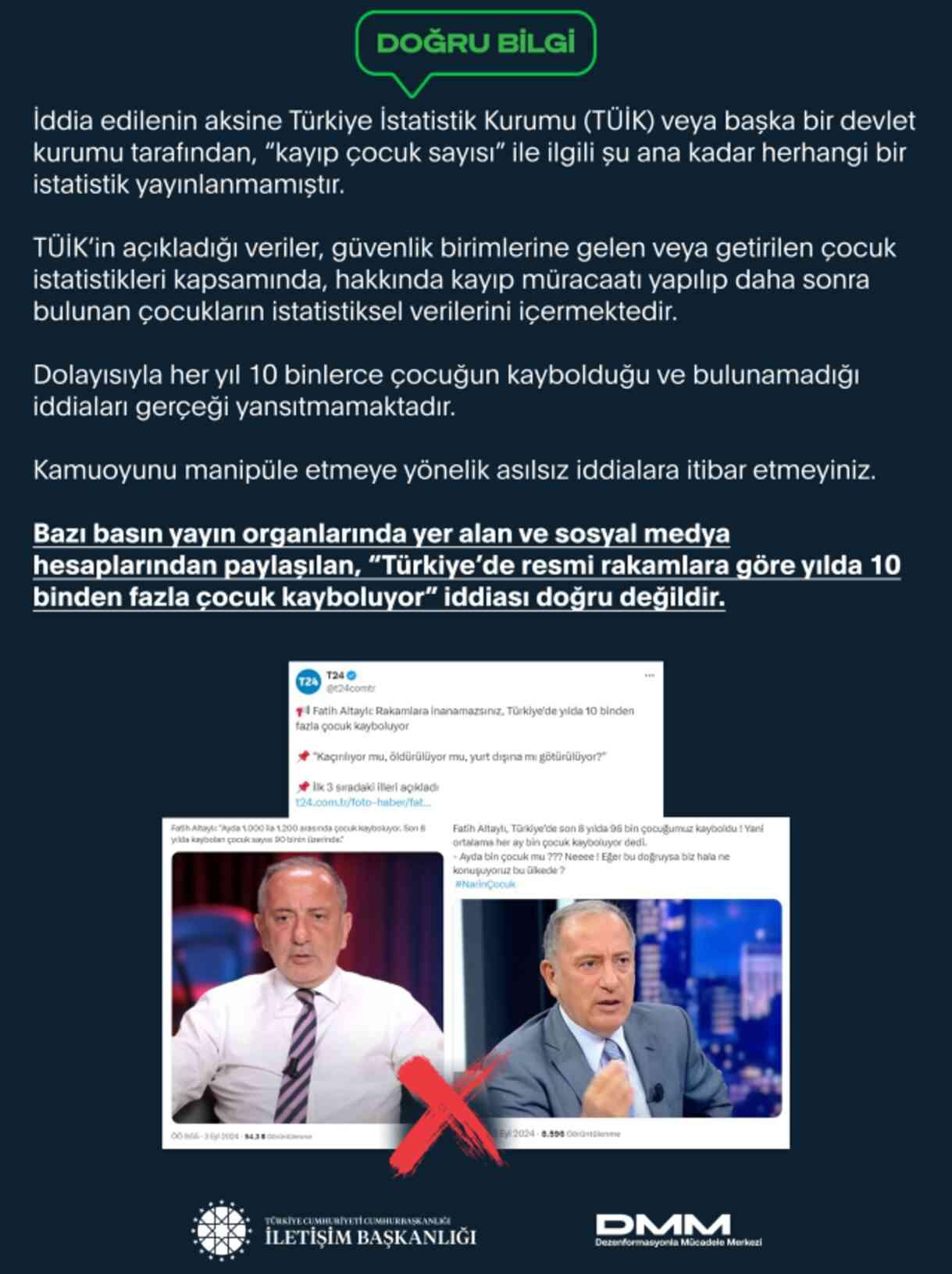 Kayıp Narin'le ilgili konuşan Altaylı'nın iddiasına Cumhurbaşkanlığından yalanlama geldi