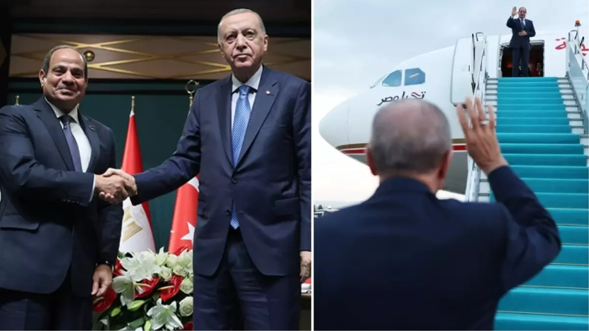 Cumhurbaşkanı Erdoğan, Sisi\'yi \'Rabia\' işaretiyle uğurladı