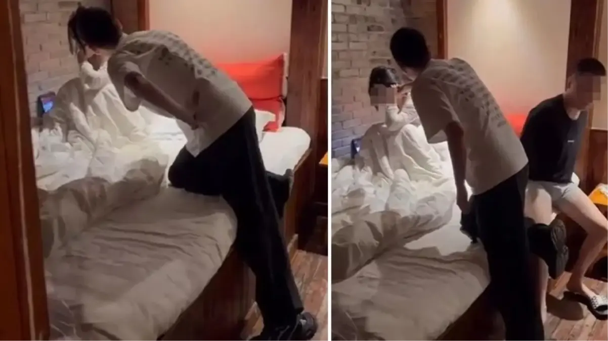 Çin\'de bir adam karısını otel odasında başka bir adamla bastı! O sırada çiftin 5 yaşındaki kızı da odaydaydı